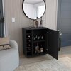 Tuhome Wick Bar Cart with Integrated Wine Storage. Spacious Cabinet and Smooth Rollers-Black MLW9080